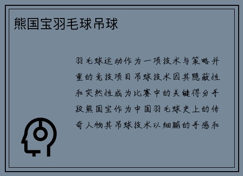 熊国宝羽毛球吊球