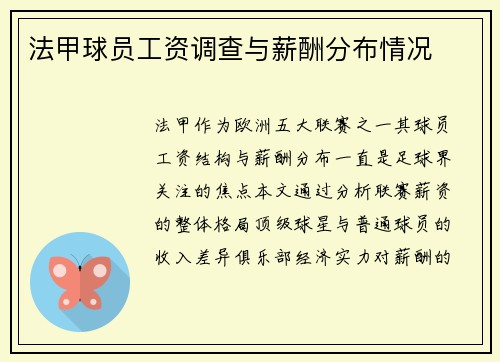 法甲球员工资调查与薪酬分布情况
